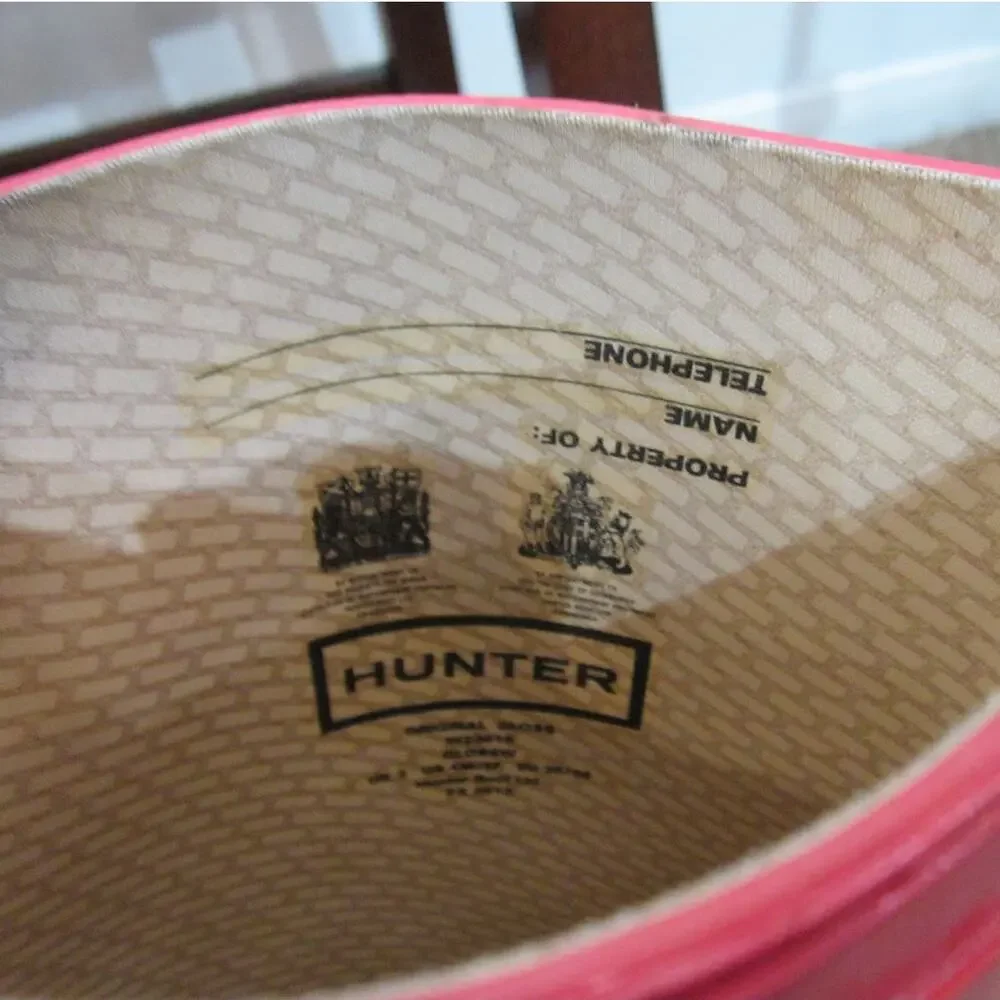 Hunter Pink Original Gloss Rain Boots Sz 5F